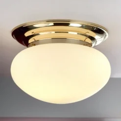 Deckenleuchte Delia messing, Glas creme