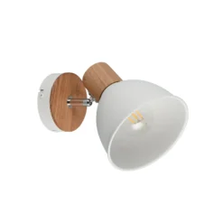 Deckenleuchte Delume, weiß, Ø 15 cm, 1-flg., Metall/Holz