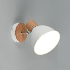 Deckenleuchte Delume, weiß, Ø 15 cm, 1-flg., Metall/Holz