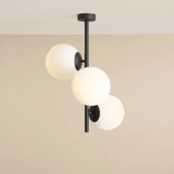 Deckenleuchte Dione, opal/schwarz, 3-flammig