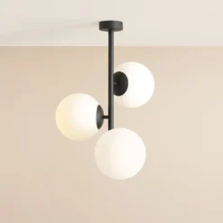 Deckenleuchte Dione, opal/schwarz, 3-flammig