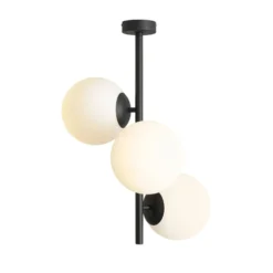 Deckenleuchte Dione, opal/schwarz, 3-flammig