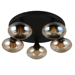 Deckenleuchte Divina, amberfarbig, Ø 49 cm, 5-flammig, Glas