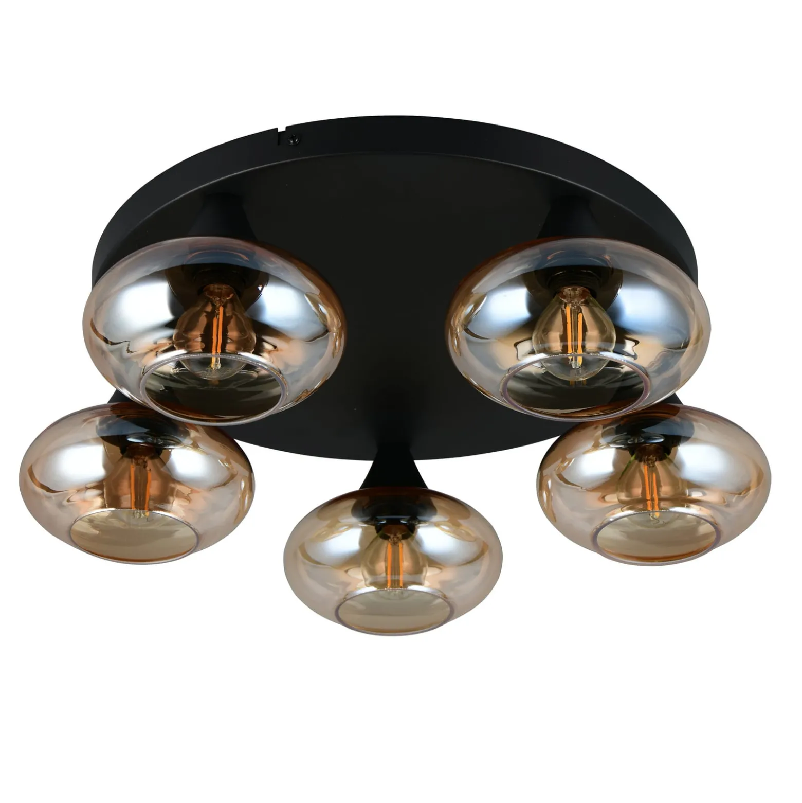 Deckenleuchte Divina, amberfarbig, Ø 49 cm, 5-flammig, Glas