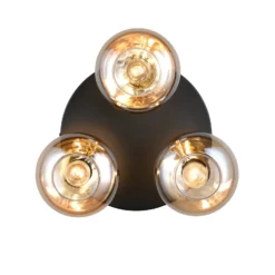 Deckenleuchte Divina, amberfarbig, Ø 39 cm, 3-flammig, Glas