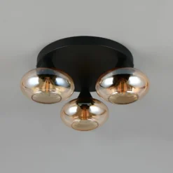 Deckenleuchte Divina, amberfarbig, Ø 39 cm, 3-flammig, Glas