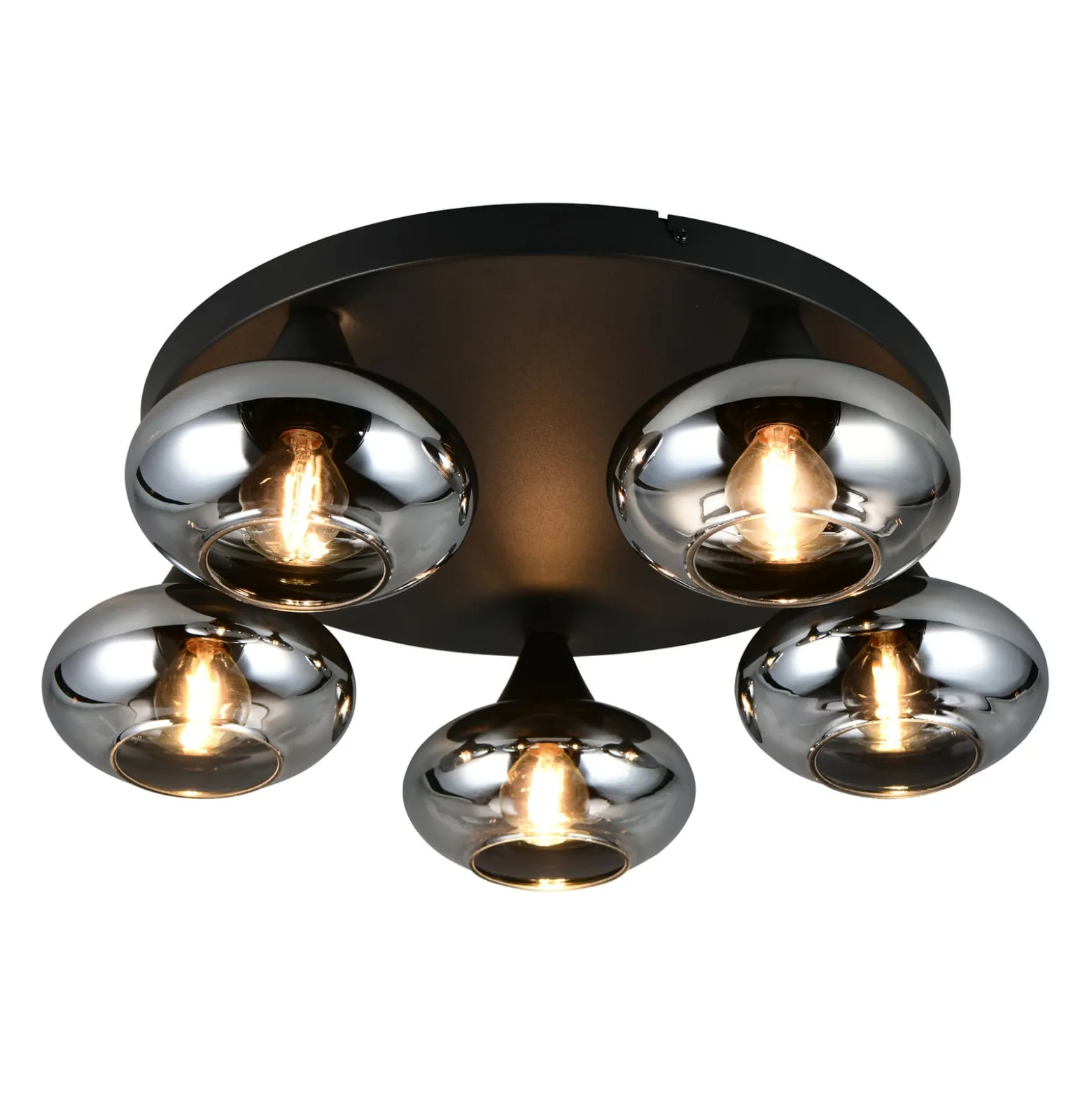 Deckenleuchte Divina, rauchfarbig, Ø 49 cm, 5-flammig, Glas