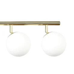 Deckenleuchte Drum, goldfarben, Glas, Länge 80 cm, 5-flammig
