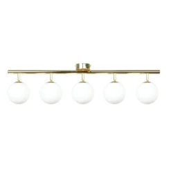 Deckenleuchte Drum, goldfarben, Glas, Länge 80 cm, 5-flammig