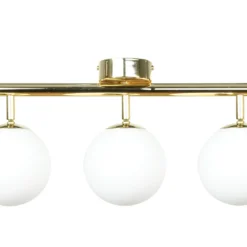 Deckenleuchte Drum, goldfarben, Glas, Länge 80 cm, 5-flammig