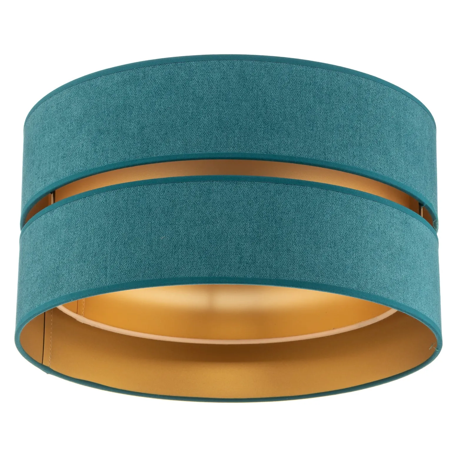 Deckenleuchte Duo aus Textil, türkis/gold, Ø40cm