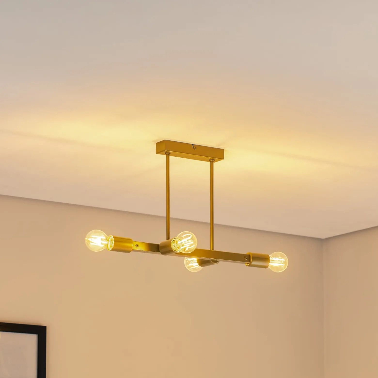 Deckenleuchte Eliza, vierflammig, gold