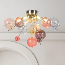 Deckenleuchte Explosion, Ø 57 cm, Glas, Pastell-bunt, G9