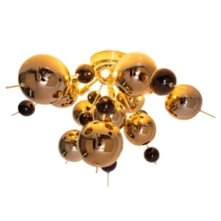 Deckenleuchte Explosion mit goldenen Kugeln