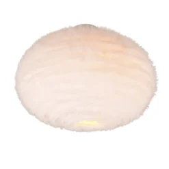 Deckenleuchte Furry, Ø 50 cm, sandfarben, Synthetik-Plüsch