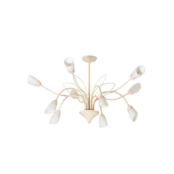 Deckenleuchte Gloriosa, Glas, creme, 10-flammig