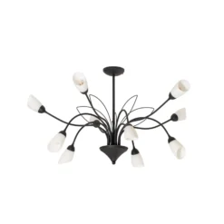 Deckenleuchte Gloriosa, Glas, schwarz, 10-flammig