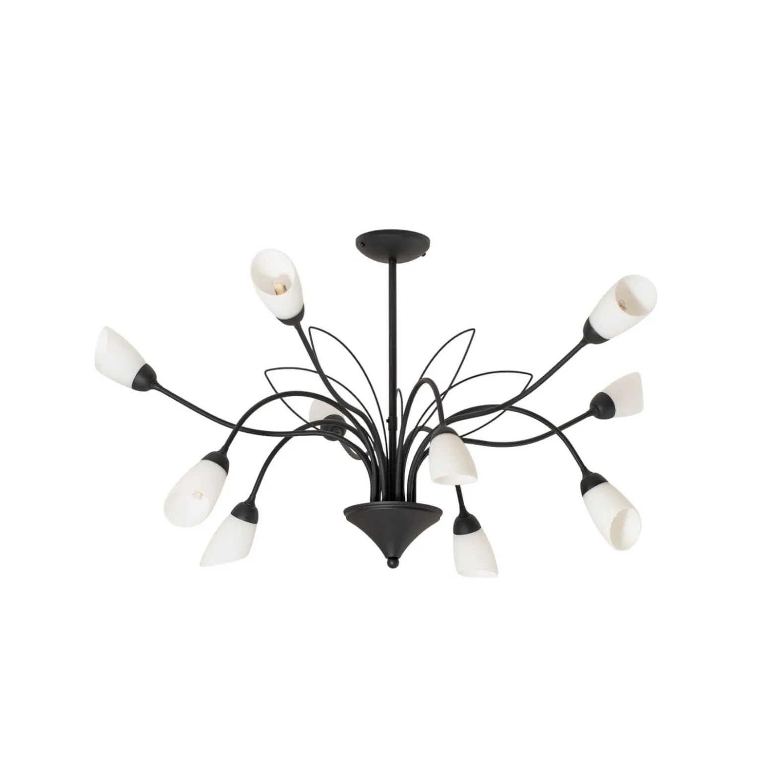 Deckenleuchte Gloriosa, Glas, schwarz, 10-flammig
