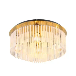 Deckenleuchte Gorley, weiß/gold, Glas, Ø 50 cm, 5-flg., E27