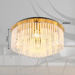 Deckenleuchte Gorley, weiß/gold, Glas, Ø 50 cm, 5-flg., E27