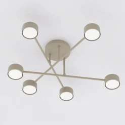 Deckenleuchte HALO, beige, Ø 60 cm, 6-flg., Metall, GX53