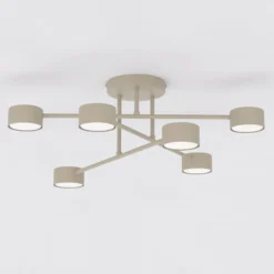 Deckenleuchte HALO, beige, Ø 60 cm, 6-flg., Metall, GX53