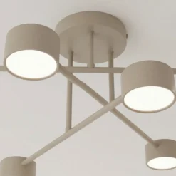 Deckenleuchte HALO, beige, Ø 60 cm, 6-flg., Metall, GX53