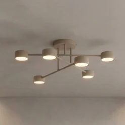 Deckenleuchte HALO, beige, Ø 60 cm, 6-flg., Metall, GX53