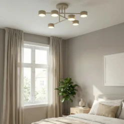 Deckenleuchte HALO, beige, Ø 60 cm, 6-flg., Metall, GX53