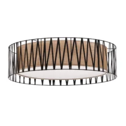 Deckenleuchte Harmony, schwarz, Jute natur, Ø 72 cm