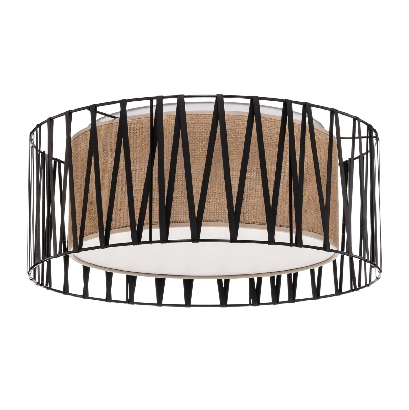 Deckenleuchte Harmony, schwarz, Jute natur, Ø 50 cm