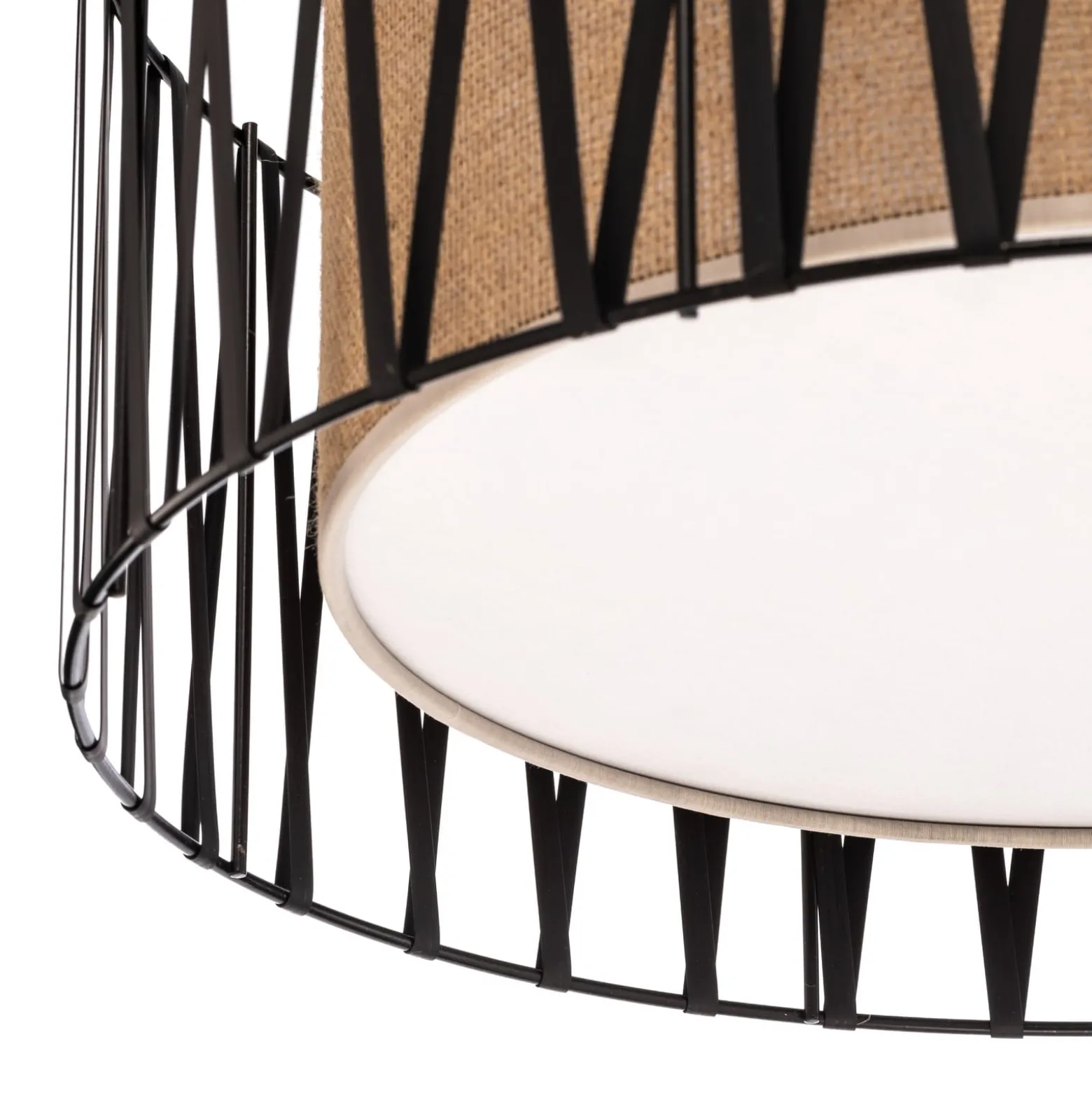 Deckenleuchte Harmony, schwarz, Jute natur, Ø 50 cm