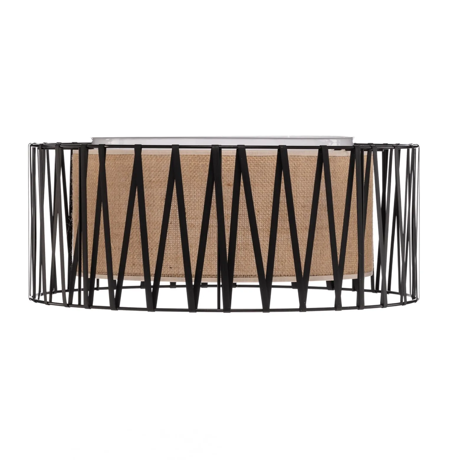 Deckenleuchte Harmony, schwarz, Jute natur, Ø 50 cm