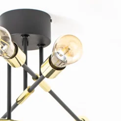Deckenleuchte Ilia, schwarz/gold, sechsflammig