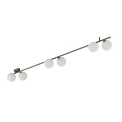 Deckenleuchte Imelo, braun, 6-flammig, Glas, Länge 200 cm