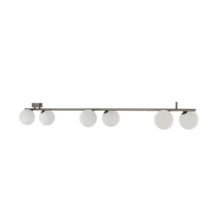Deckenleuchte Imelo, braun, 6-flammig, Glas, Länge 200 cm