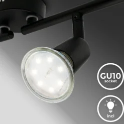 Deckenleuchte Jade, schwarz, 4-flammig, GU10 LED, 3.000 K