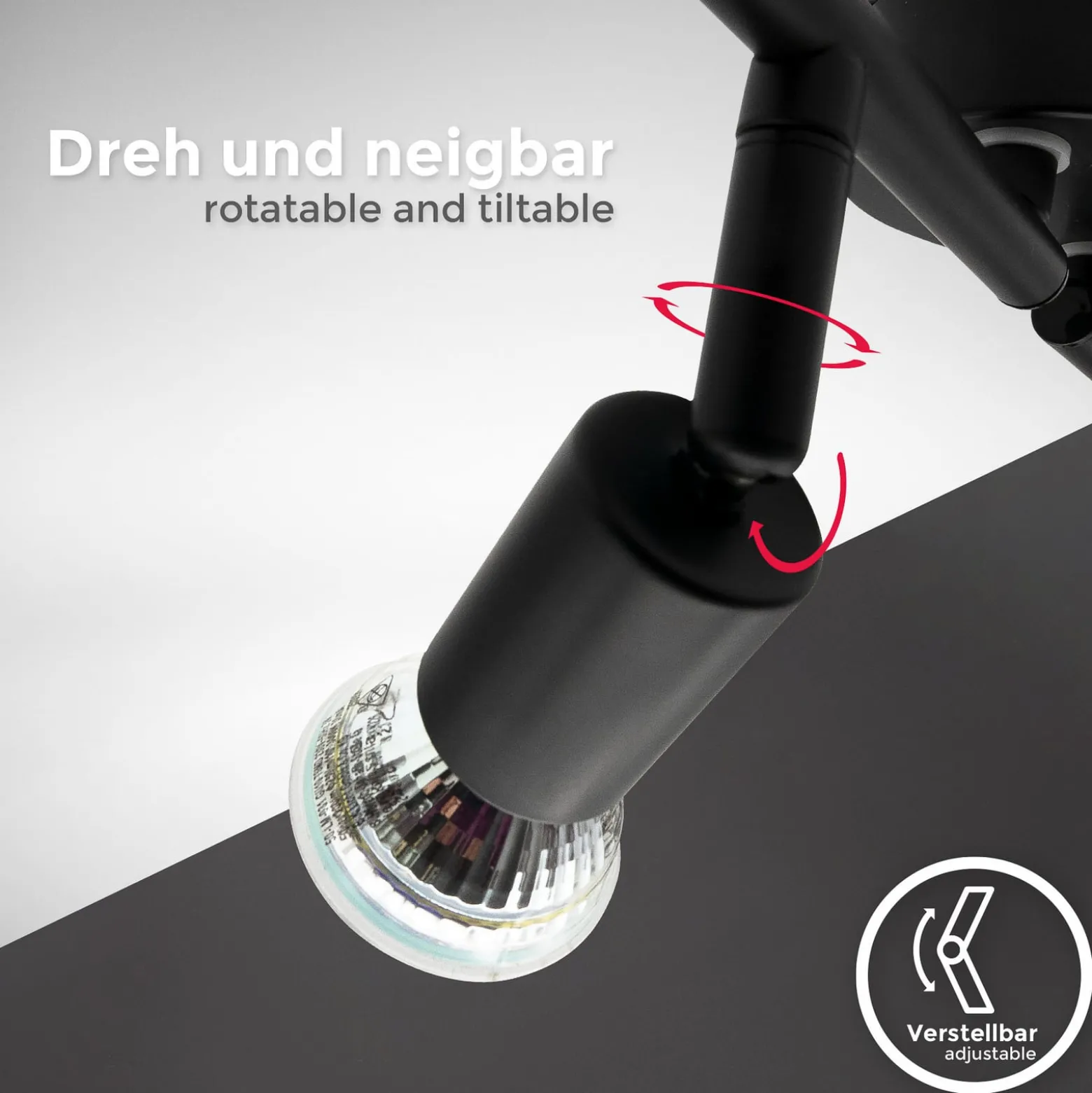 Deckenleuchte Jade, schwarz, 4-flammig, GU10 LED, 3.000 K