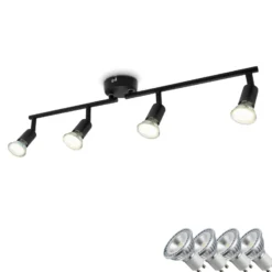 Deckenleuchte Jade, schwarz, 4-flammig, GU10 LED, 3.000 K