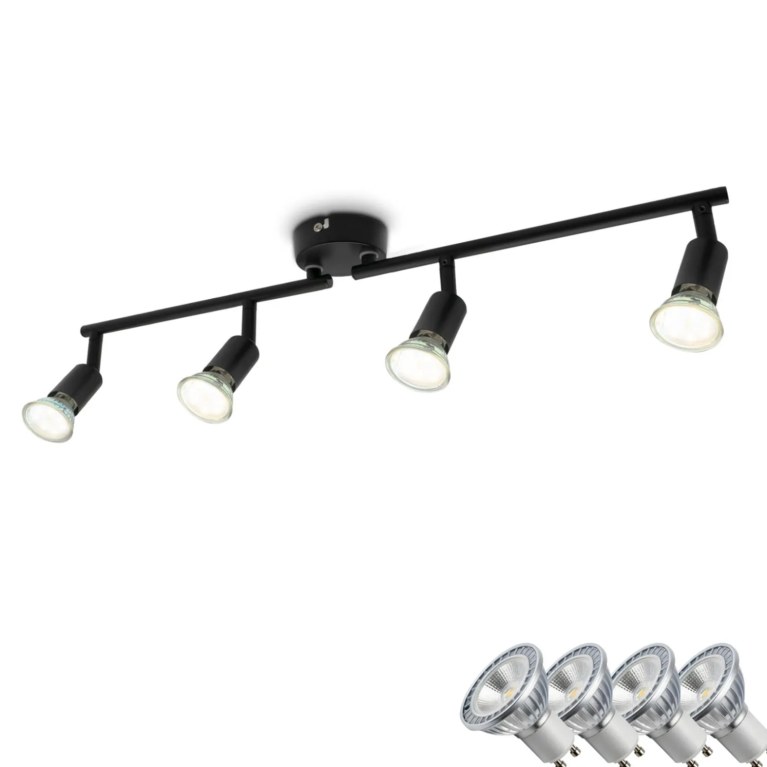 Deckenleuchte Jade, schwarz, 4-flammig, GU10 LED, 3.000 K