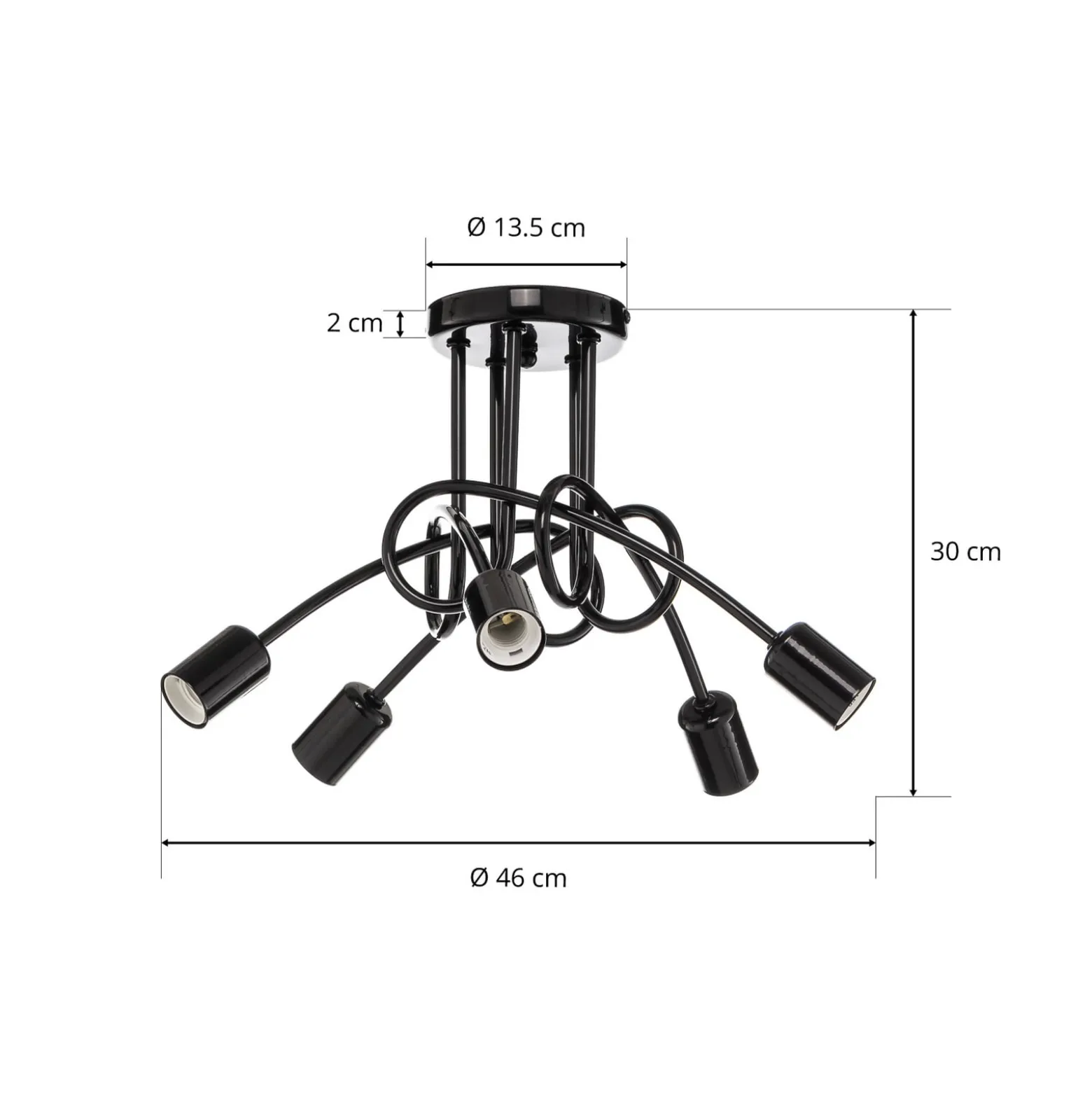 Deckenleuchte Joiy, verschränkt, 5-flg., schwarz