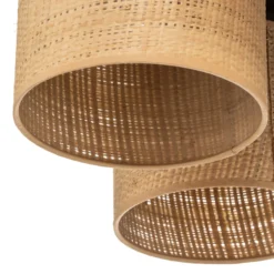 Deckenleuchte Jovin mit fünf Rattanschirmen
