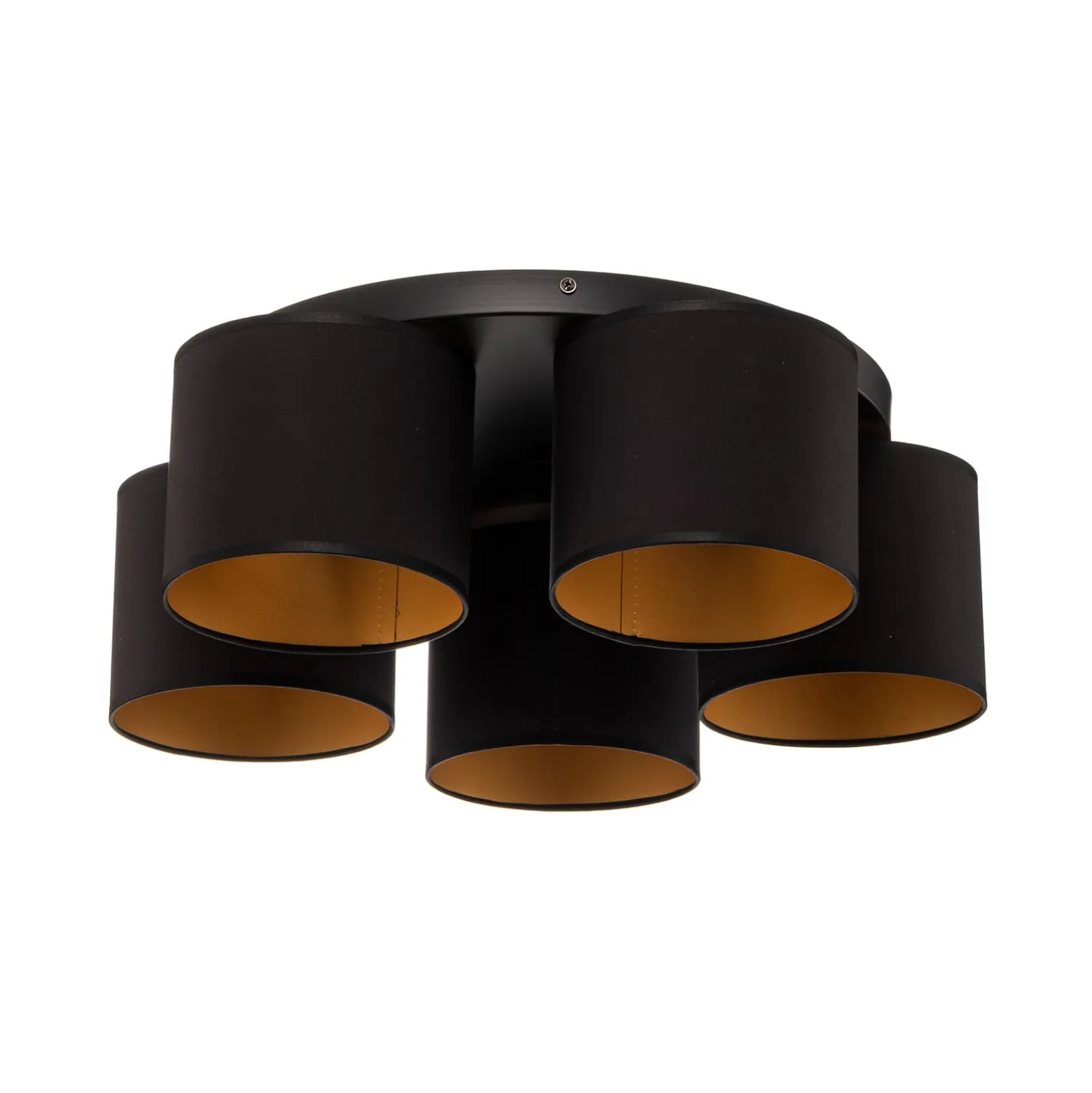 Deckenleuchte Jovin mit fünf Schirmen schwarz/gold
