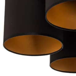 Deckenleuchte Jovin mit fünf Schirmen schwarz/gold