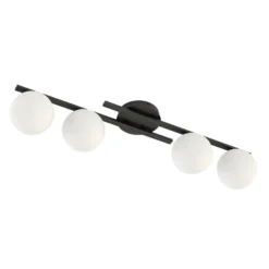 Deckenleuchte Kairo, schwarz/opal, Länge 87 cm, 4-flg.