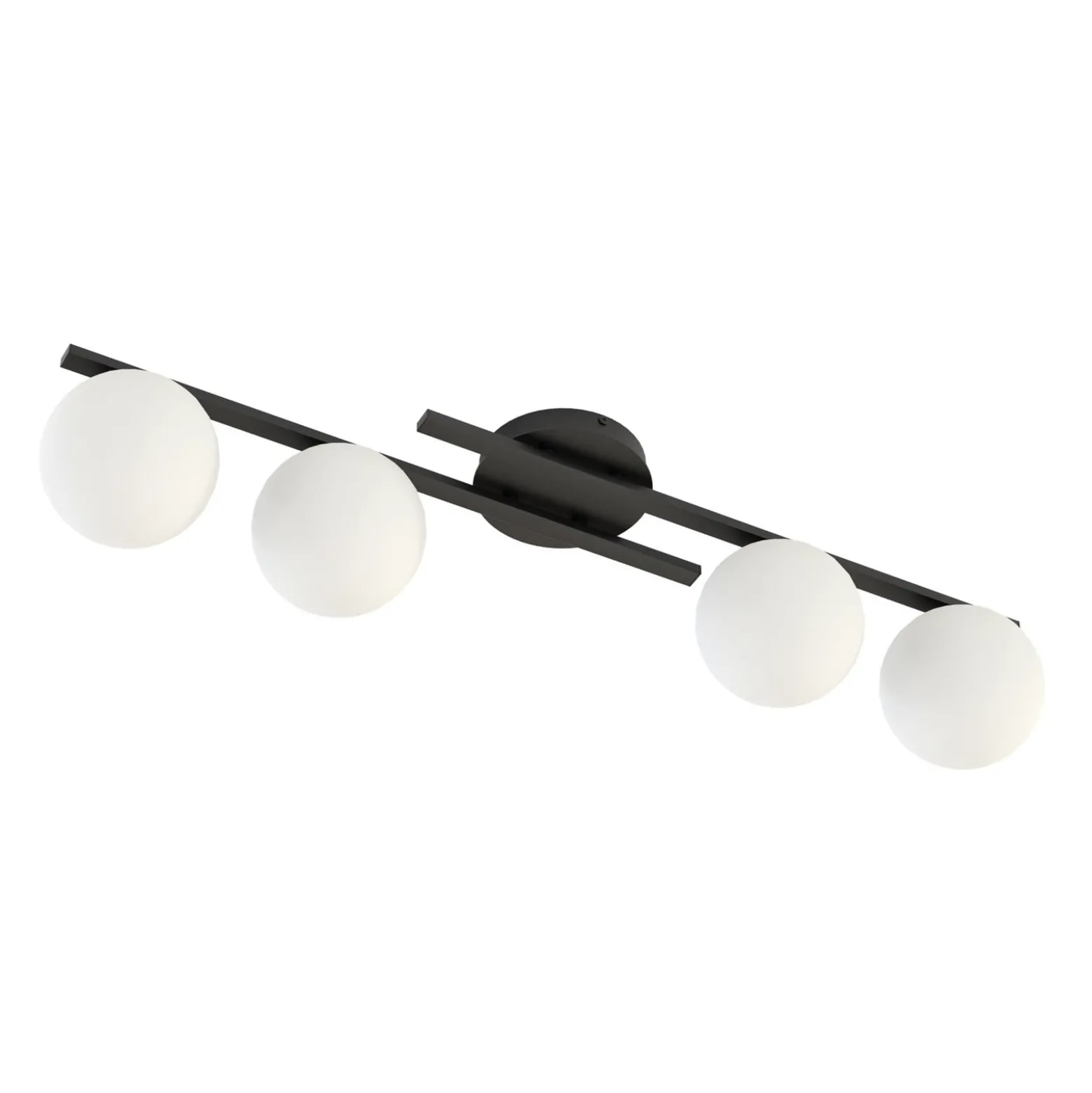 Deckenleuchte Kairo, schwarz/opal, Länge 87 cm, 4-flg.