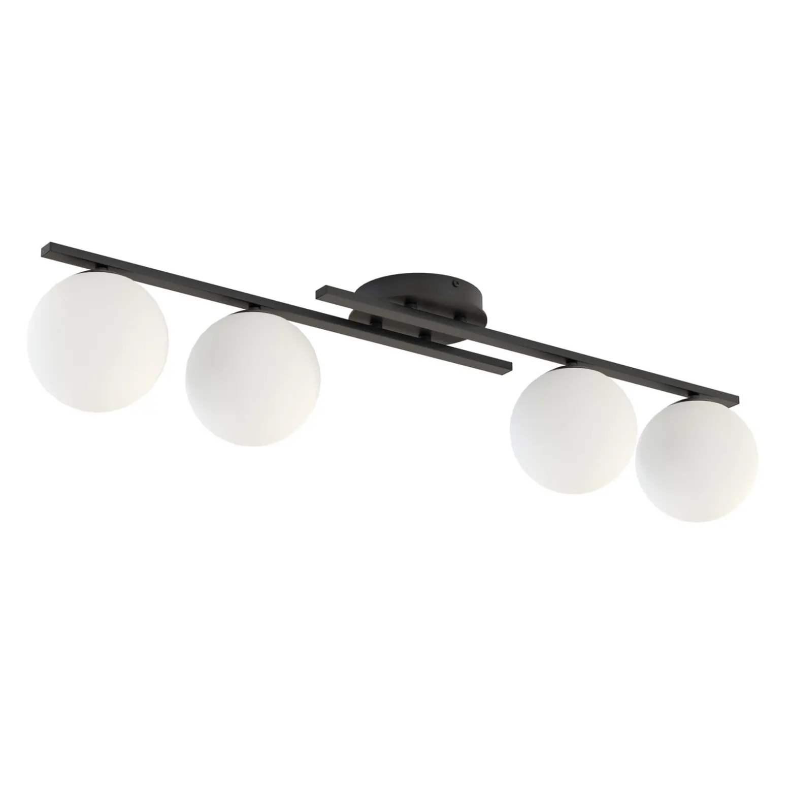 Deckenleuchte Kairo, schwarz/opal, Länge 87 cm, 4-flg.