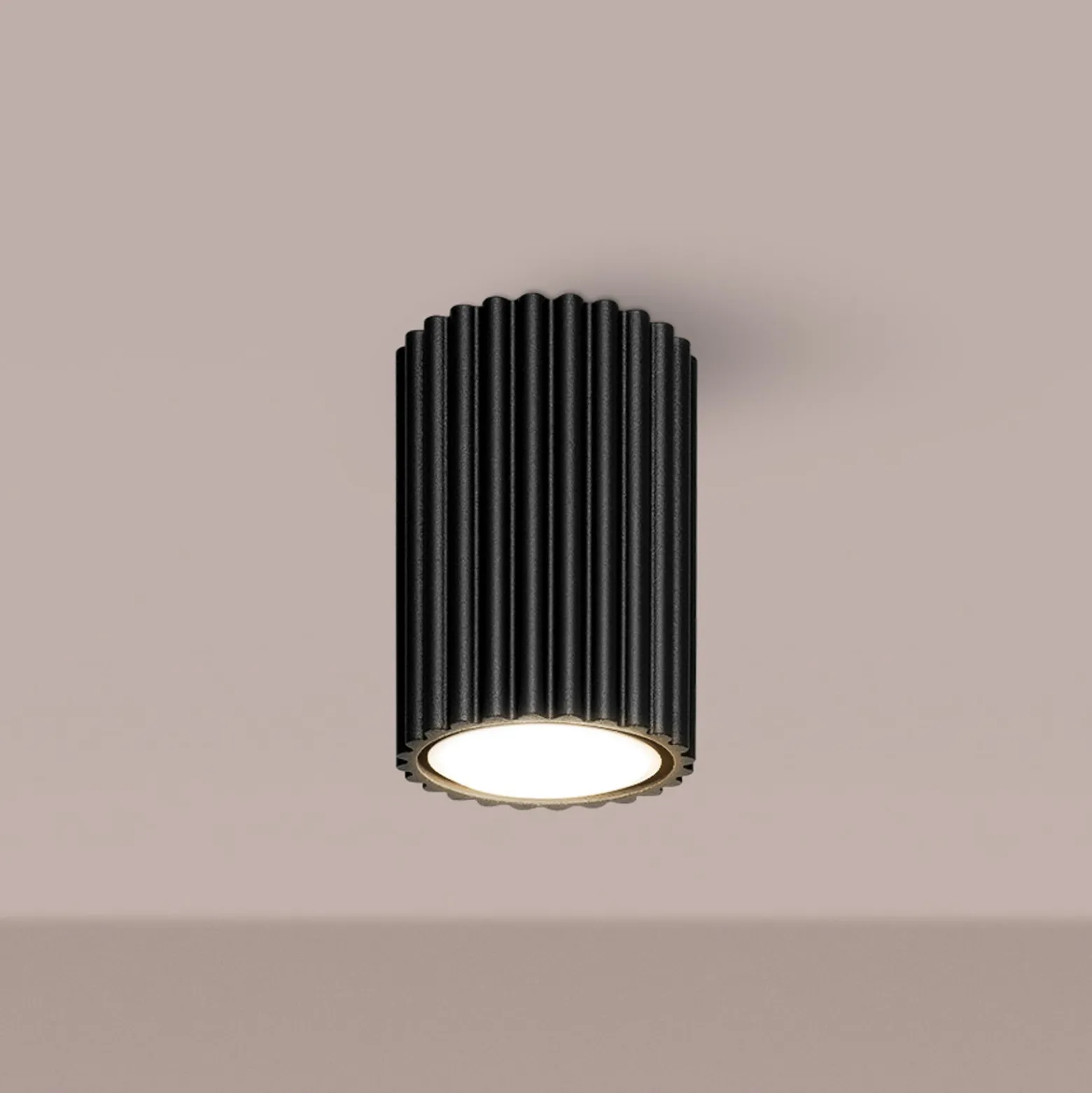Deckenleuchte Karbon, schwarz, Höhe 10 cm, Aluminium