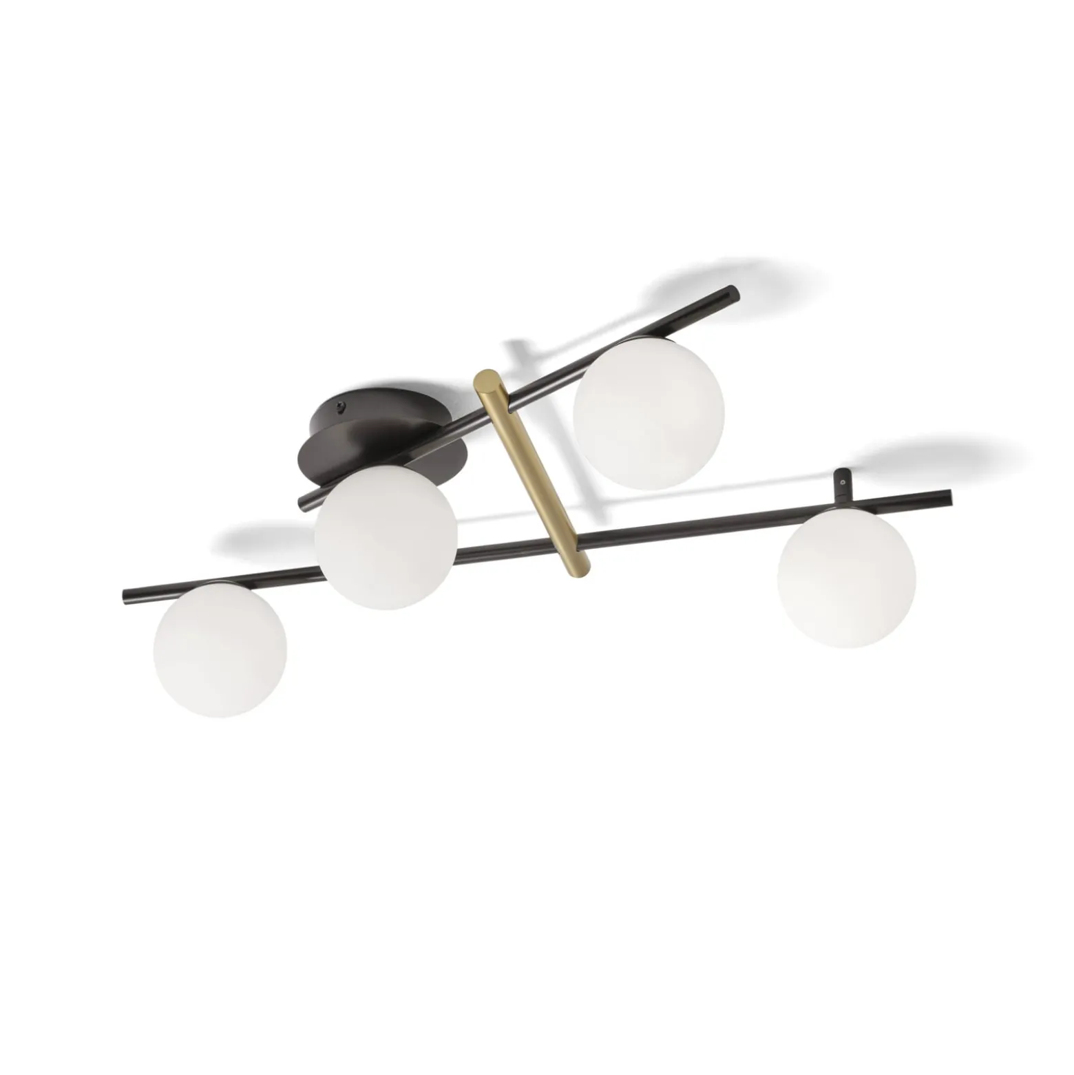Deckenleuchte Kika, 4-flammig, schwarz/weiß, Metall, Glas
