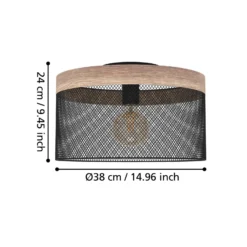 Deckenleuchte Kilnsdale, Ø 38 cm, schwarz/braun, Stahl